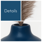 Navy Blue Ceramic Vase with Ostrich Plume