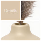 Beige Ceramic Vase with Ostrich Plume