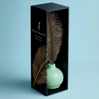 Mint Green Ceramic Vase with Ostrich Plume