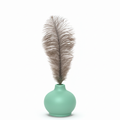 Mint Green Ceramic Vase with Ostrich Plume