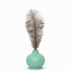 Mint Green Ceramic Vase with Ostrich Plume
